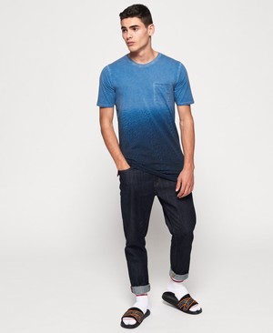 Superdry Hoxton Wash Longline Férfi Pólók Kék | THBGY6980